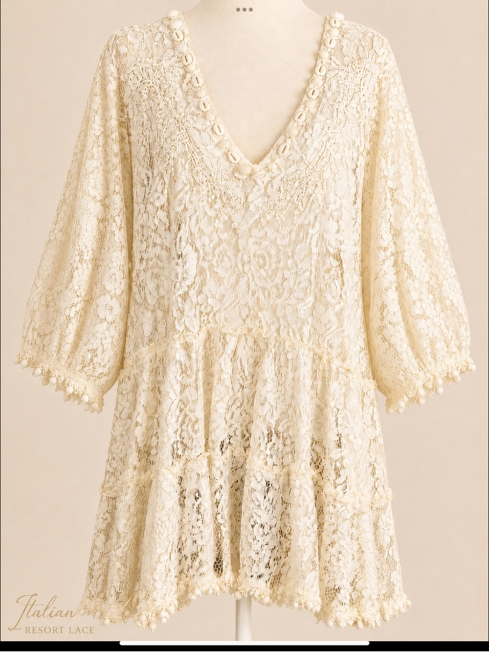 NWT Antica Sartoria Giacomo Cinque Lace Tunic Cover Up Boho Bridal Resort